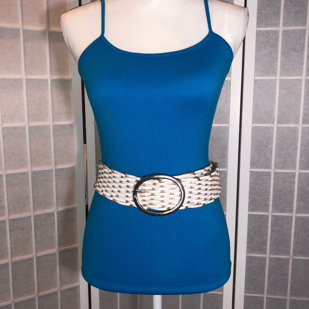 Calvin Klein White Braid Leather Belt size: XL